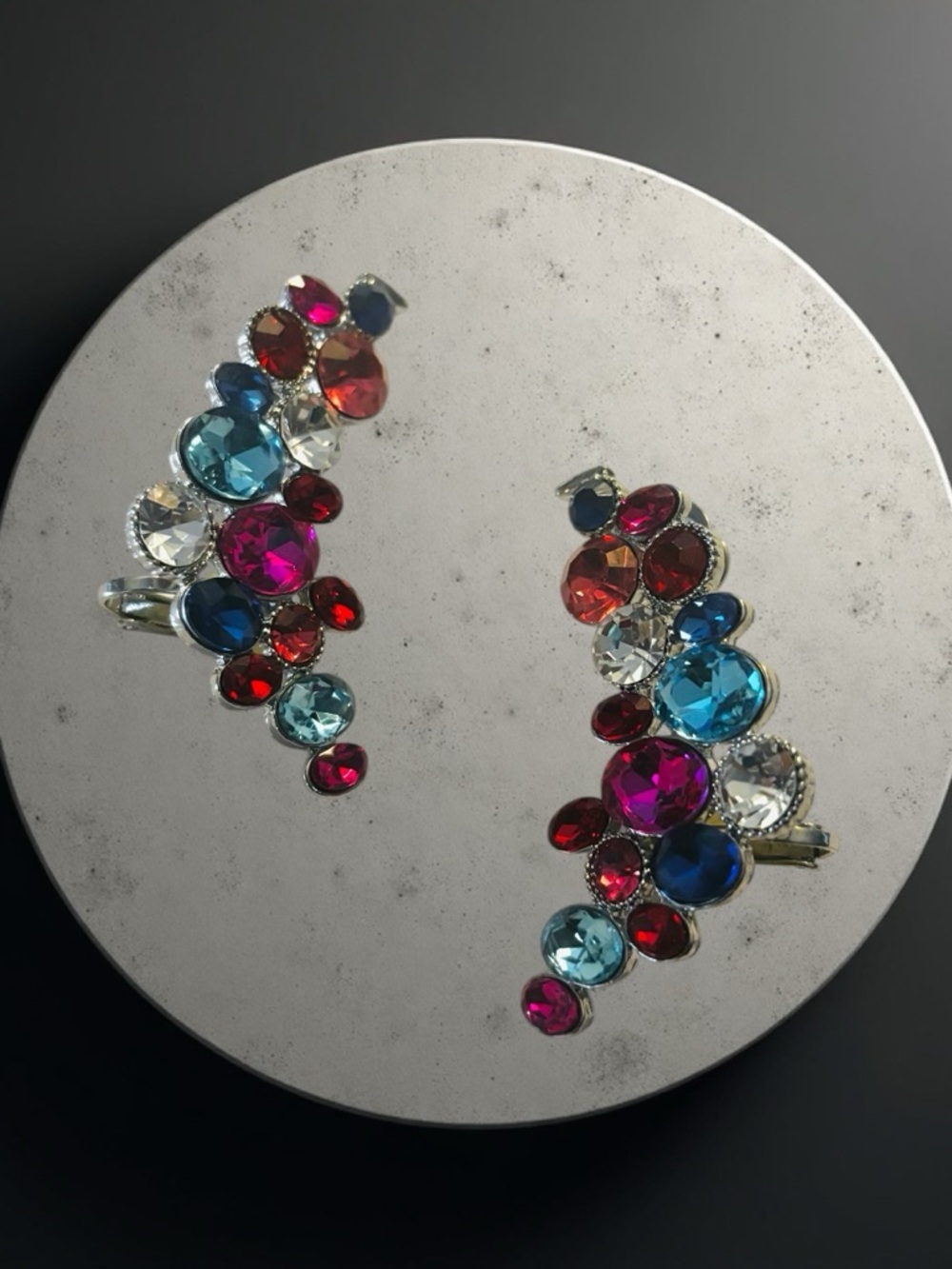 Sassy Jones Multicolor Crystal Ear Crawler Earrings - Statement